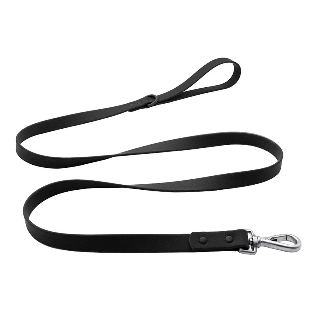 Waterproof Dachshund Leash — wipe-clean PVC, Black