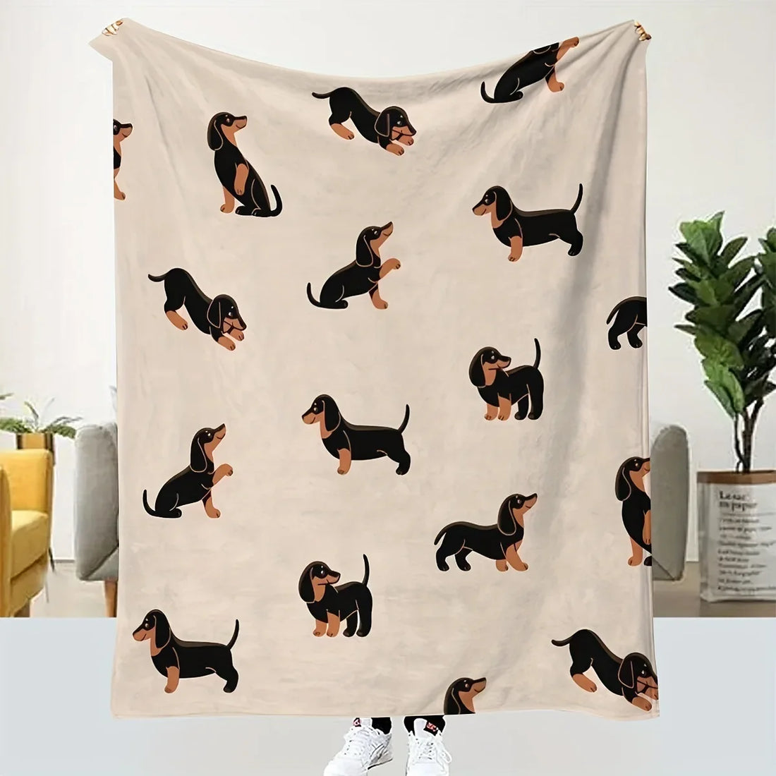 Soft dachshund flannel blanket for burrowing
