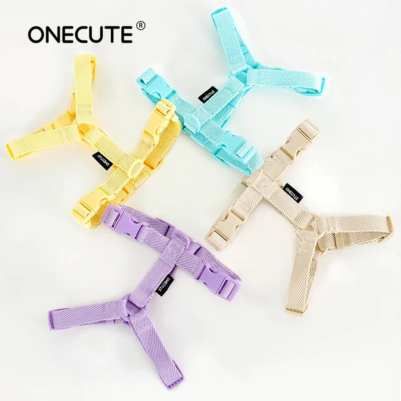 Small-dog harness, collar and leash set in macaron colors