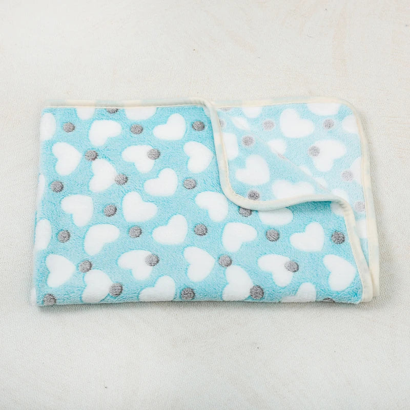 Doxie Paw-Print Blanket — Blue Heart design