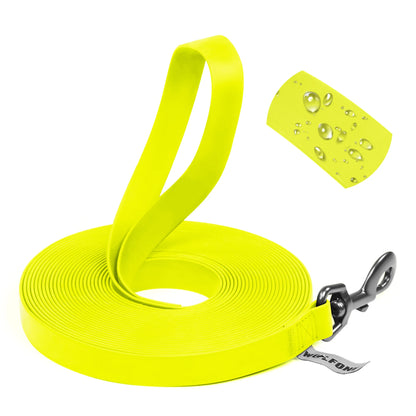 Long-Line Training Leash — waterproof PVC, Yellow