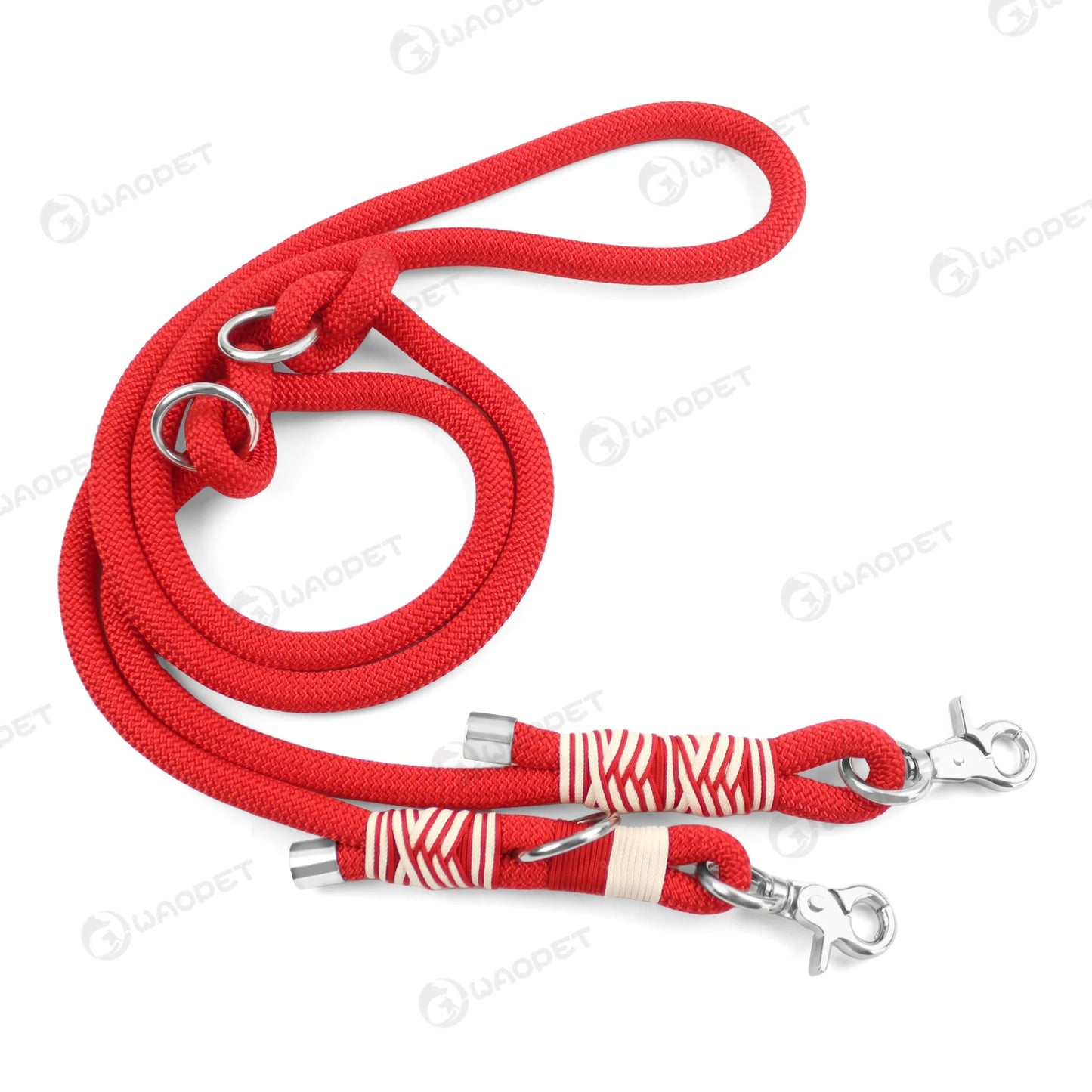 Rugged Hands-Free Dog Leash — braided nylon, Red