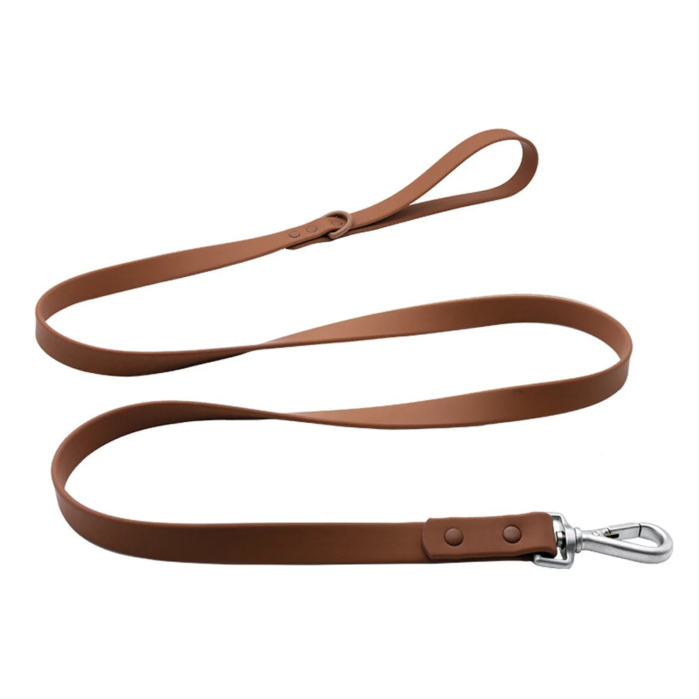 Waterproof Dachshund Leash — wipe-clean PVC, Coffee