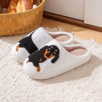 Embroidered dachshund house slippers with non-slip sole (view 4)