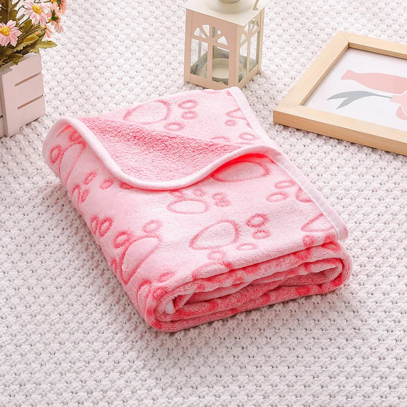 Doxie Paw-Print Blanket — alternate Pink Footprint design