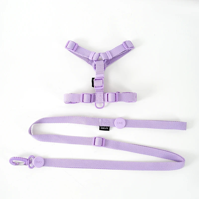 Macaron Harness, Collar & Leash Set — purple full set