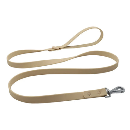Waterproof Dachshund Leash — wipe-clean PVC, Beige