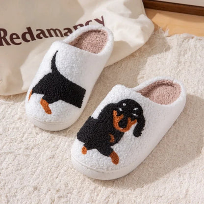 Embroidered dachshund house slippers with non-slip sole (view 7)