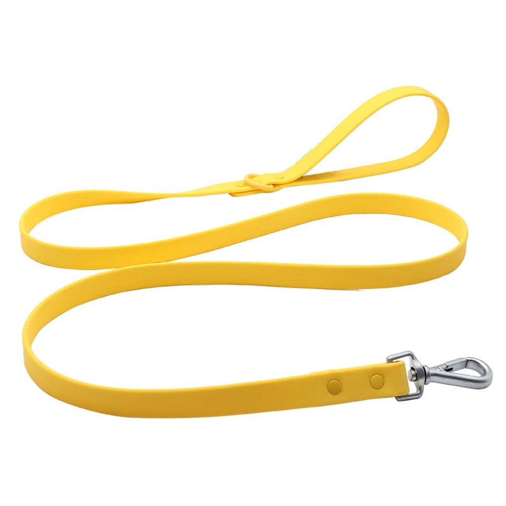 Waterproof Dachshund Leash — wipe-clean PVC, Yellow