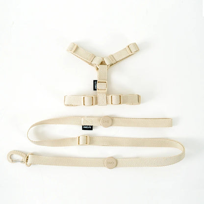 Macaron Harness, Collar & Leash Set — khaki full set