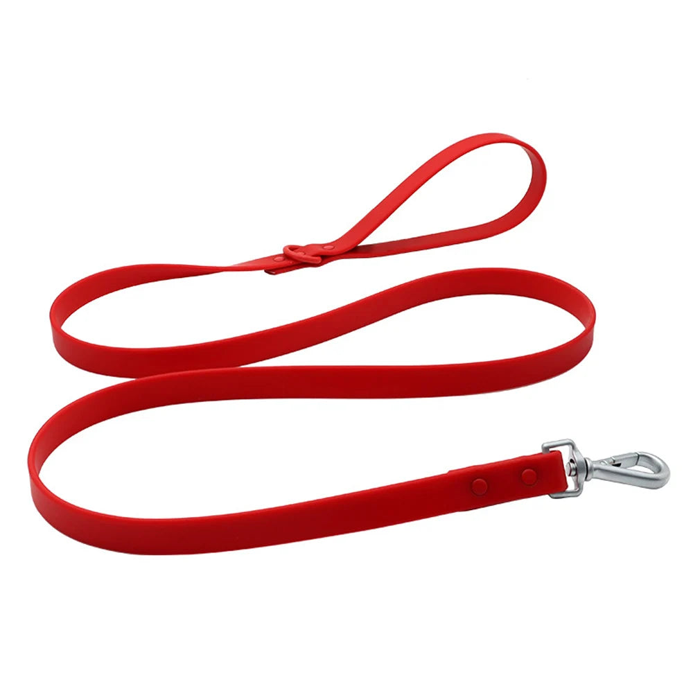 Waterproof Dachshund Leash — wipe-clean PVC, Red