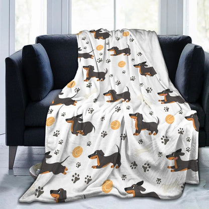 Dachshund flannel blanket design variation folded