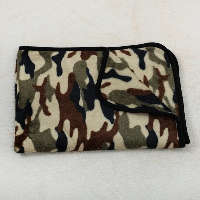 Doxie Paw-Print Blanket — Brown Camouflage design