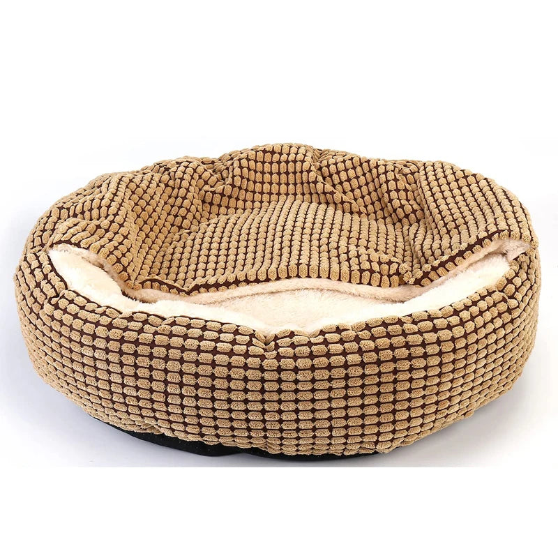 Hooded burrow dog bed with a raised bolster rim (view 2)