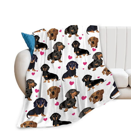 Corner detail of the soft dachshund flannel blanket