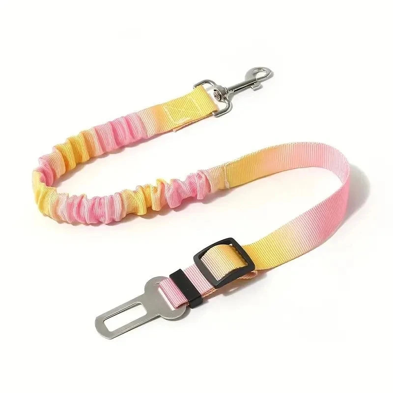 Pet Car Seat Belt — adjustable restraint, Orange Pink