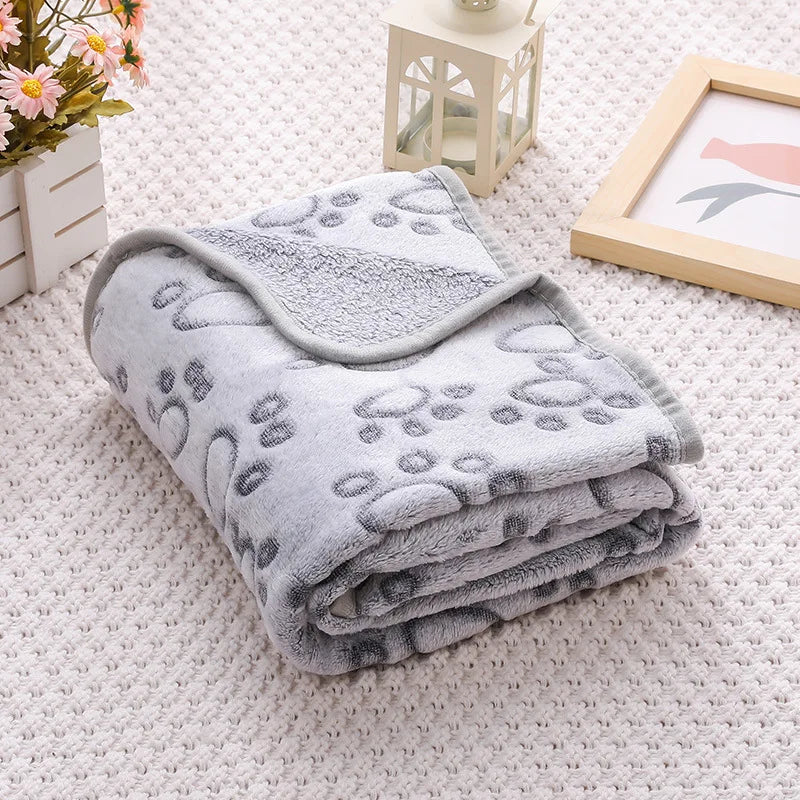 Doxie Paw-Print Blanket — Grey Footprint design