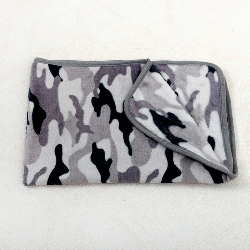 Doxie Paw-Print Blanket — Grey Camouflage design
