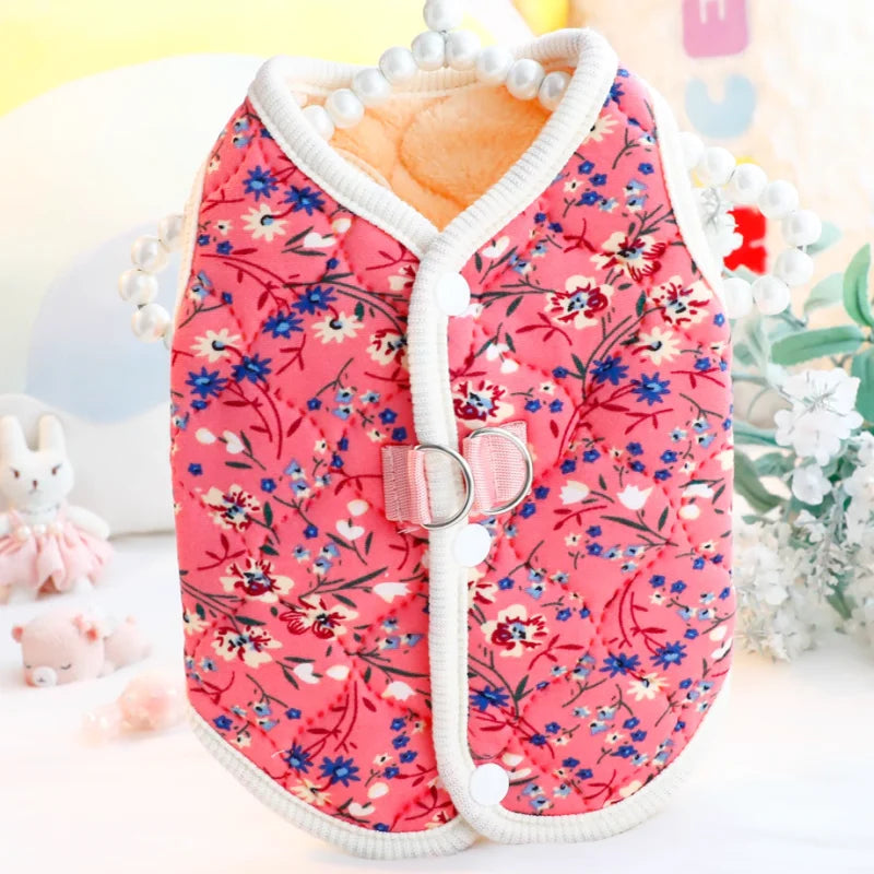 Dachshund floral winter vest — fit on standing dachshund