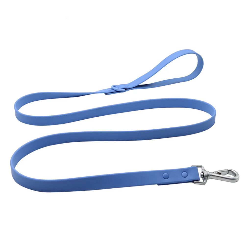 Waterproof Dachshund Leash — wipe-clean PVC, Blue