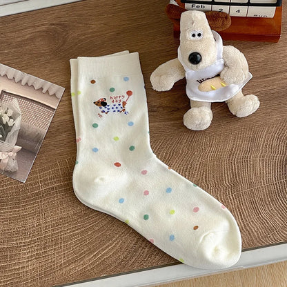 Dachshund Crew Socks — 1 pair, white dot design