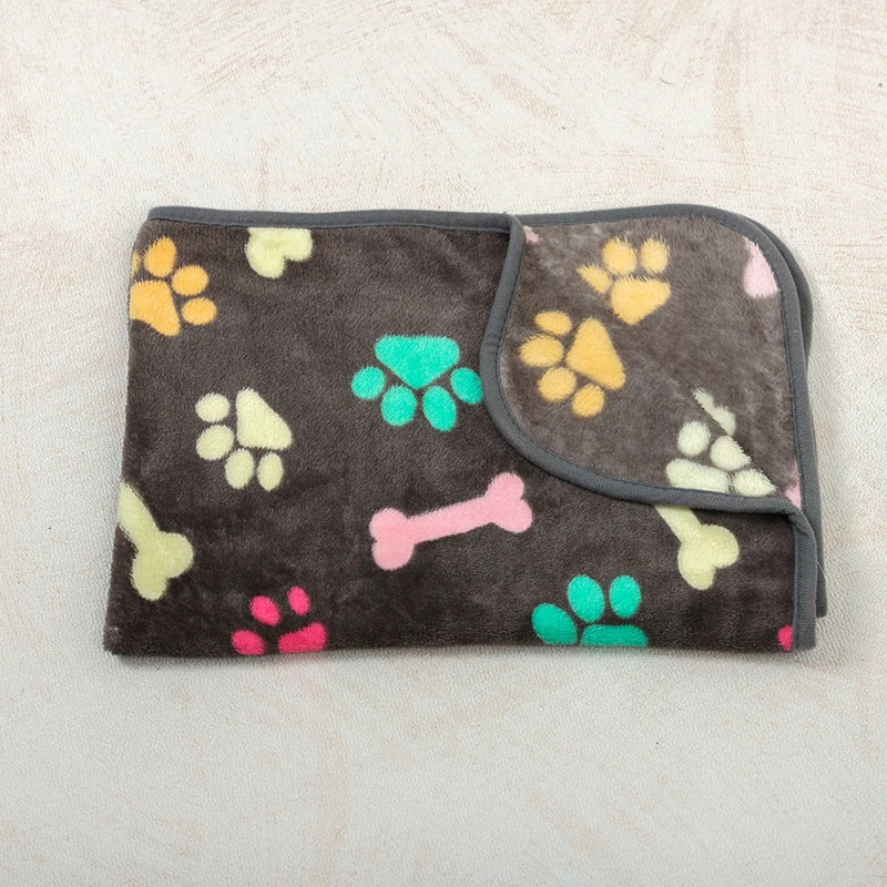 Doxie Paw-Print Blanket — Grey Colorful Bone design