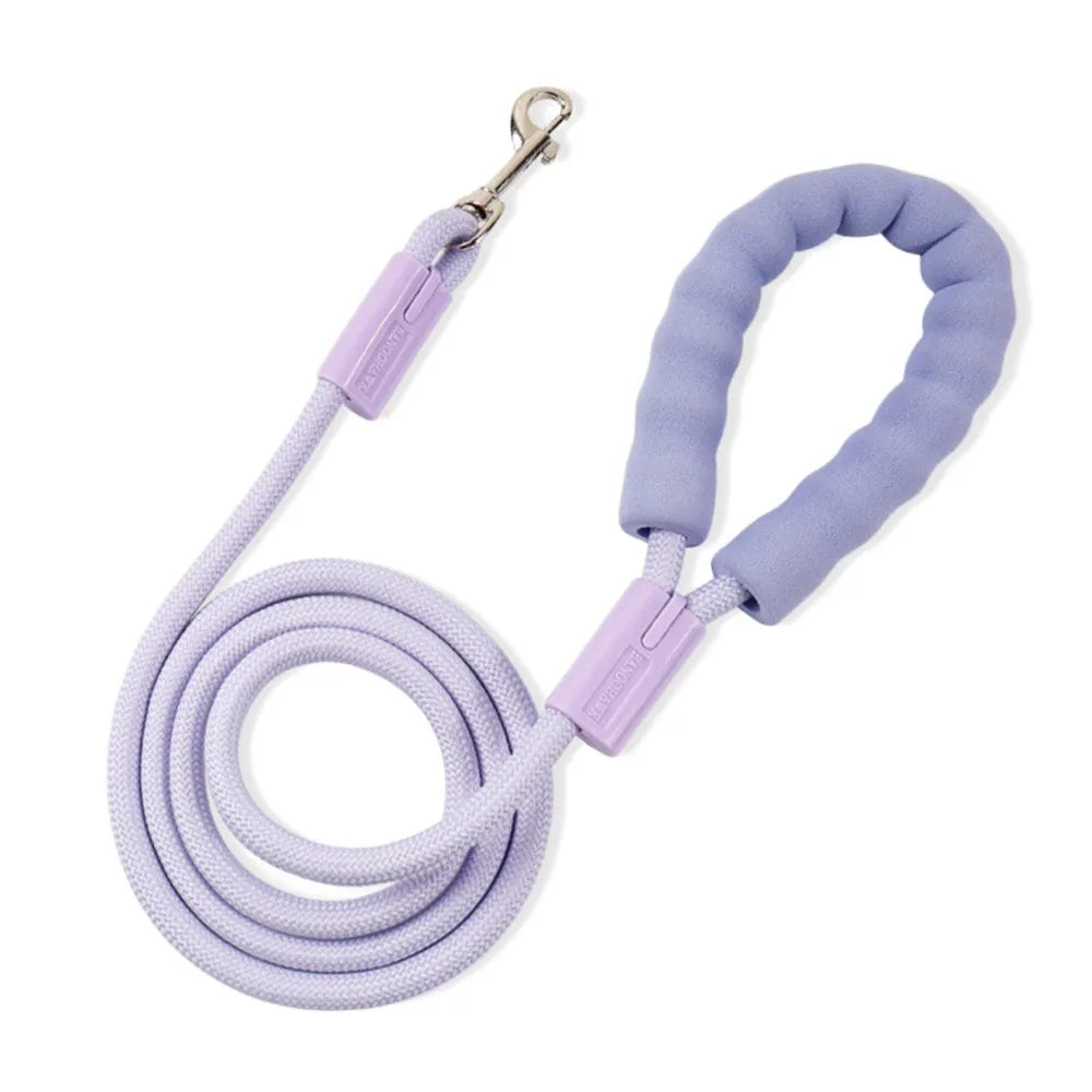 Cotton-Handle Dog Leash — soft nylon lead, Purple