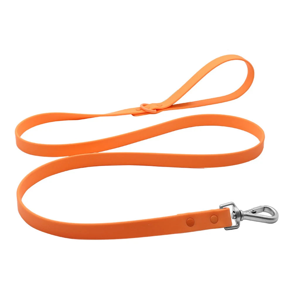 Waterproof Dachshund Leash — wipe-clean PVC, Orange