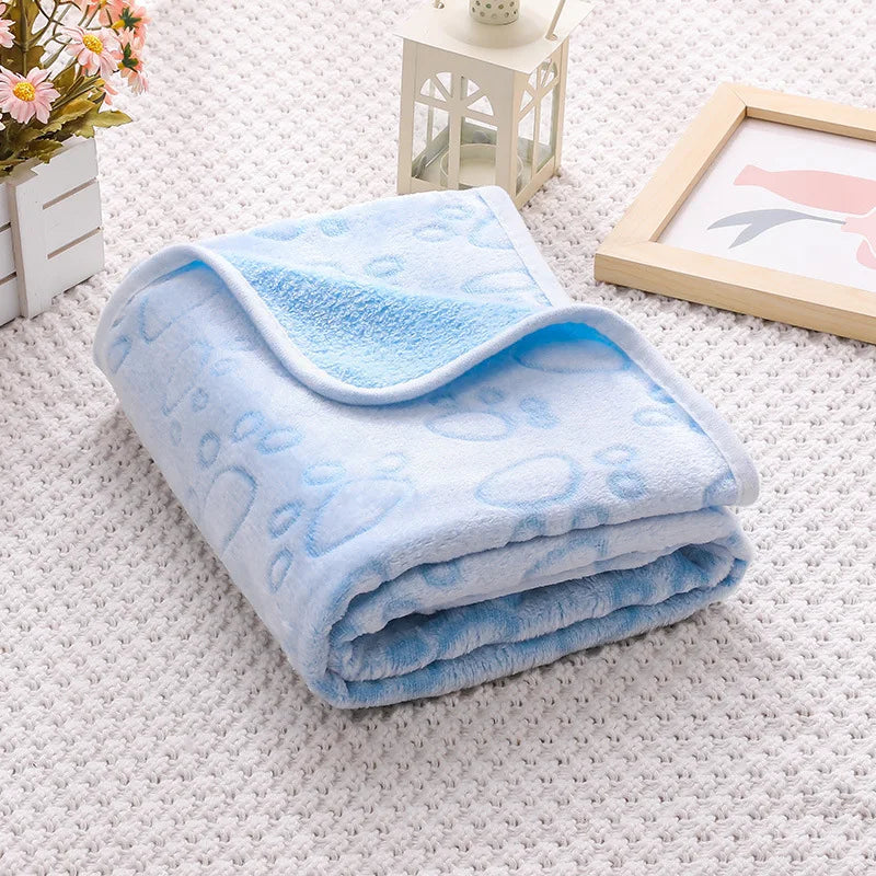 Doxie Paw-Print Blanket — Blue Footprint design