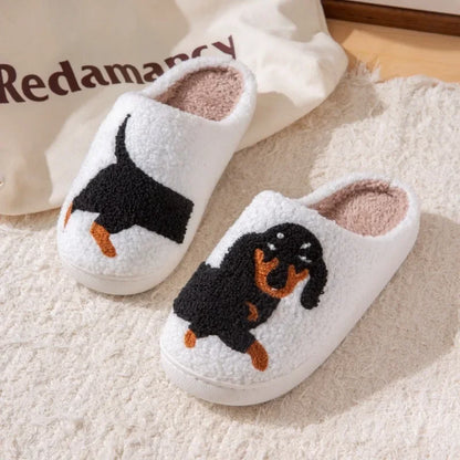 Embroidered dachshund house slippers with non-slip sole (view 5)