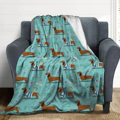 Dachshund flannel blanket design variation detail