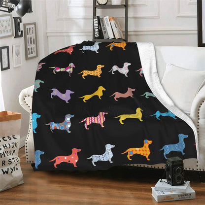 Dachshund flannel blanket detail showing brushed texture